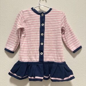 Florence Eiseman Girls Button up Blouse Top  Size 3T Blue Pink Ruffle Hem
